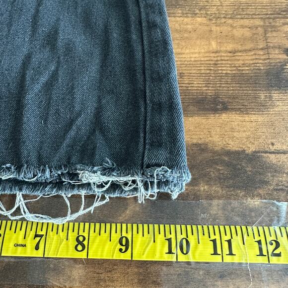 Cider Flare Leg Jeans Small Black Distressed Raw Hem Boho Grunge Classic Denim - Picture 6 of 9